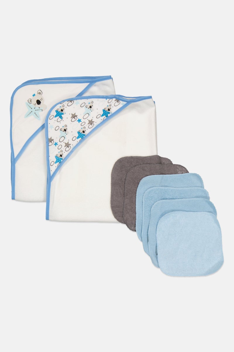 London Fog Toddlers Boy 8 Piece Hooded Towel With Wash Clothes Bath Set, Multicolor - Image 1