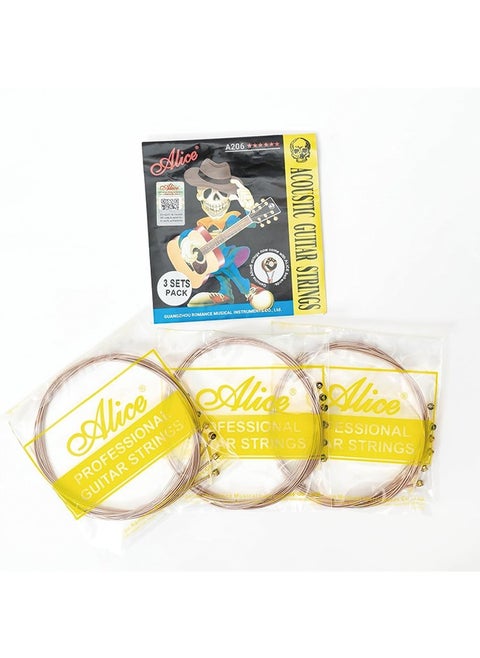 Alice Acoustic Guitar Strings Set - 6-String for Beginner, Briliant Steel Copper Alloy in Phosphor Bronze Color, 3 Packs (A206 Super Light)