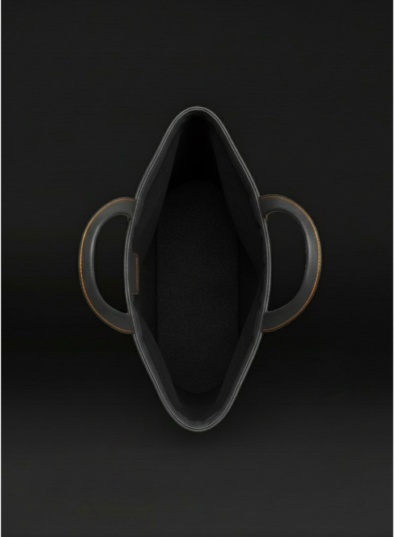 ARTTouch Luxury Tote Bag for Women with Automotive-Inspired Design - Large Work & Everyday Shopper Handbag in High-Quality, Lightweight Leather - Black with Orange Details - Image 2