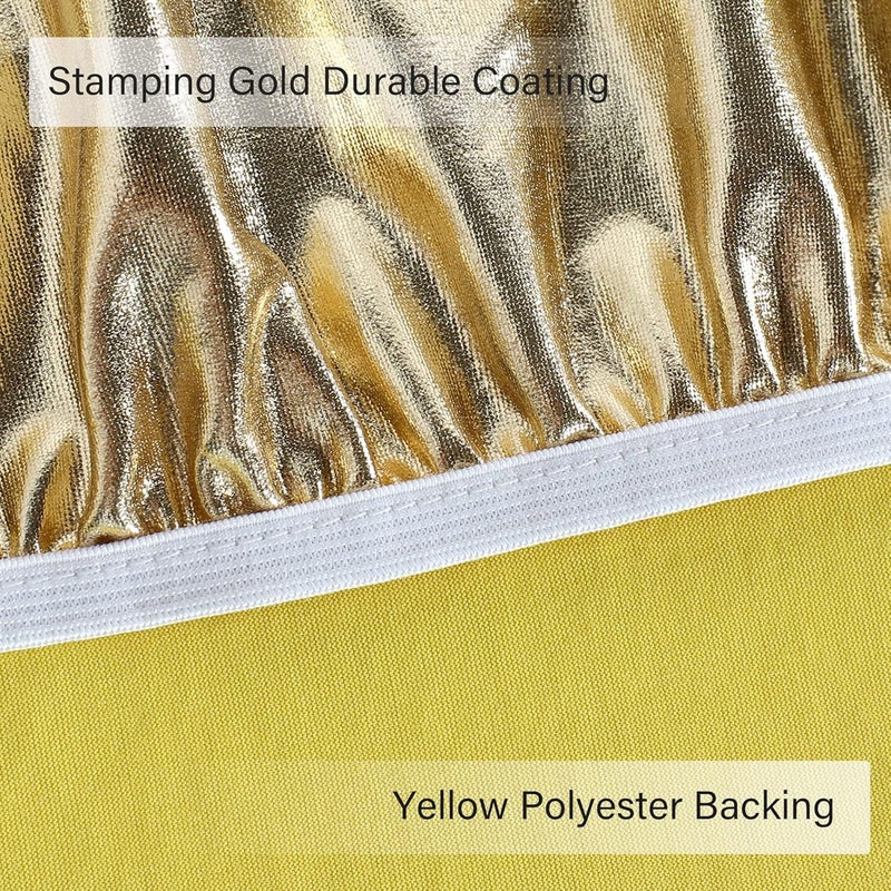 Obstal Fitted Round Table Cloth, Reversible Waterproof Oil Spill Elastic Stretch Tablecloth, Wipe Clean Table Cover for Outdoor/Indoor Use, Fits Round Tables up to 32" - 36" Diameter, Stamping Gold - Image 3