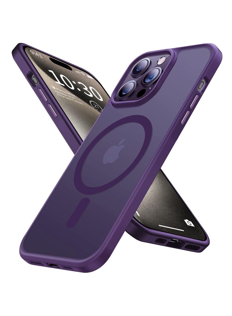 INFOSUN iPhone 15 Pro Max Case Cover Compatible with Magsafe Magnetic Designed Shockproof Case Translucent Matte Protective Cover Back Hard Cases with Magnet for iPhone 15 Pro Max Case Purple - Image 1