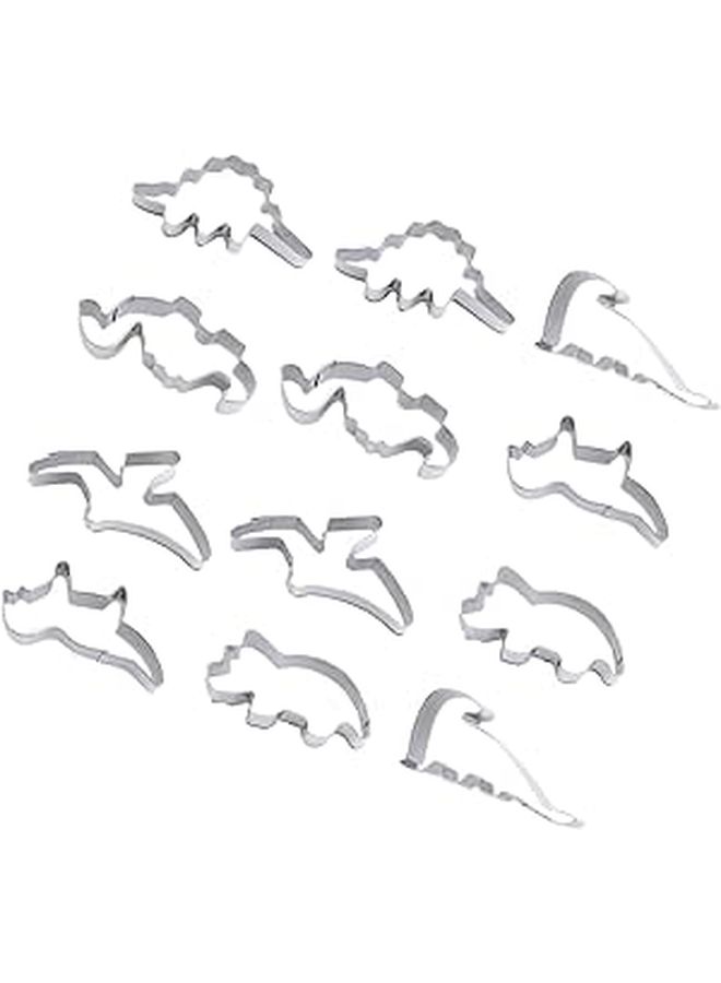 Stainless Steel Dinosaur Cookie Cutter Set 12pcs For Baking DIY Dessert - Image 1