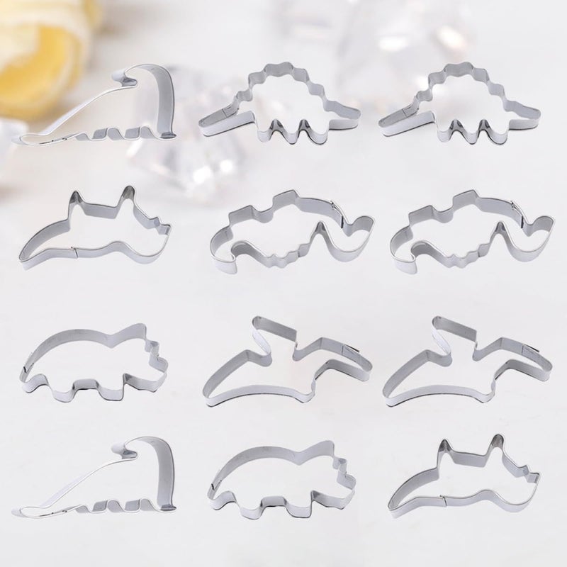 Stainless Steel Dinosaur Cookie Cutter Set 12pcs For Baking DIY Dessert - Image 5