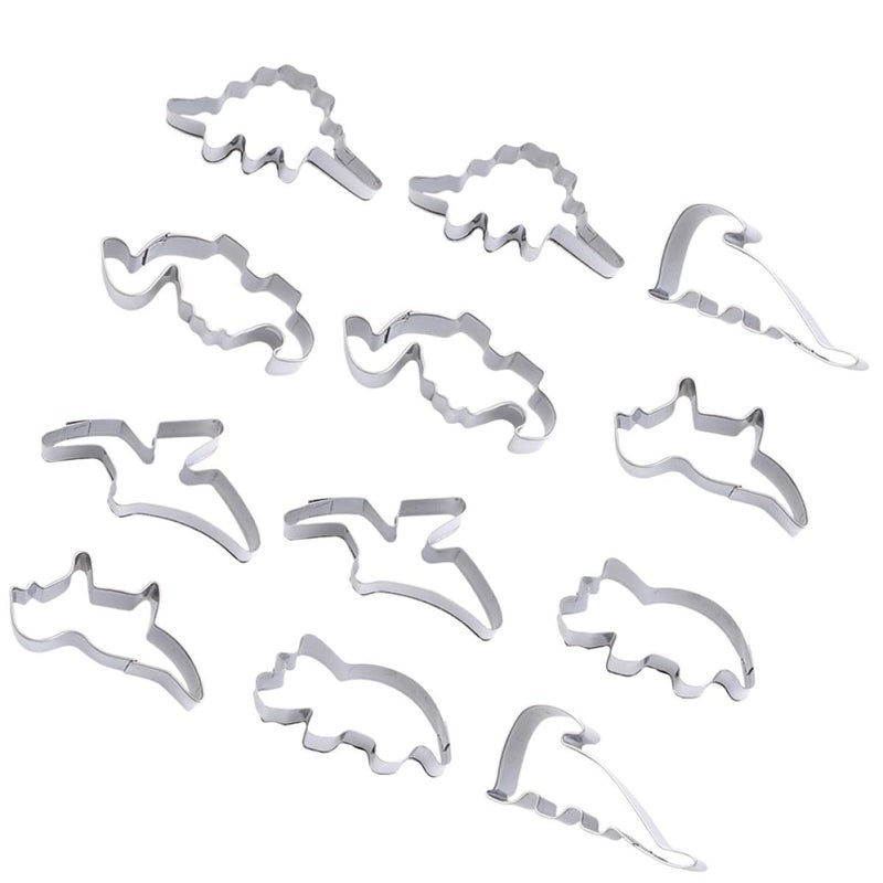 Stainless Steel Dinosaur Cookie Cutter Set 12pcs For Baking DIY Dessert - Image 2