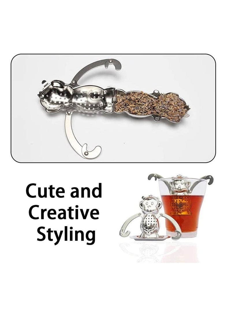 Y&D Stainless Steel Tea Strainer, Monkey Infuser, Food Grade Mesh Filter, Infuser for Home Kitchen Office Herbal Spice Ball Strainer Brew Loose Leaf Tea, Spices and Seasonings 2 Sets - Image 5