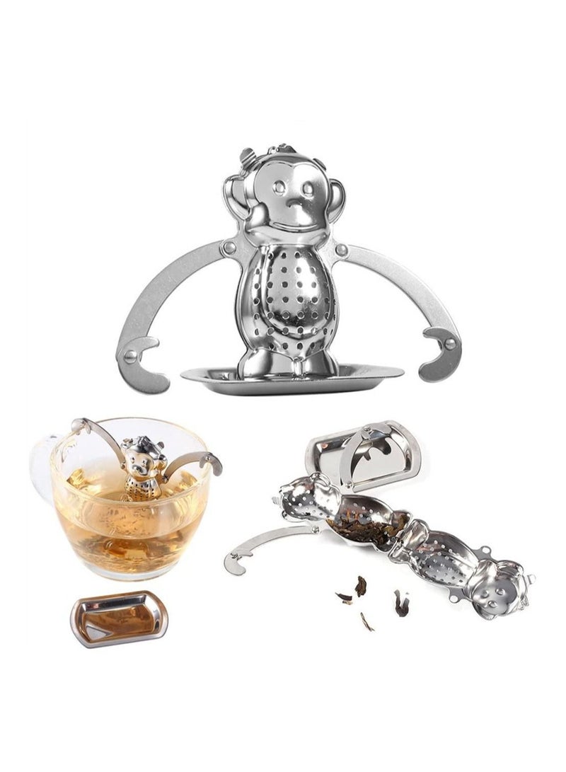Y&D Stainless Steel Tea Strainer, Monkey Infuser, Food Grade Mesh Filter, Infuser for Home Kitchen Office Herbal Spice Ball Strainer Brew Loose Leaf Tea, Spices and Seasonings 2 Sets - Image 3