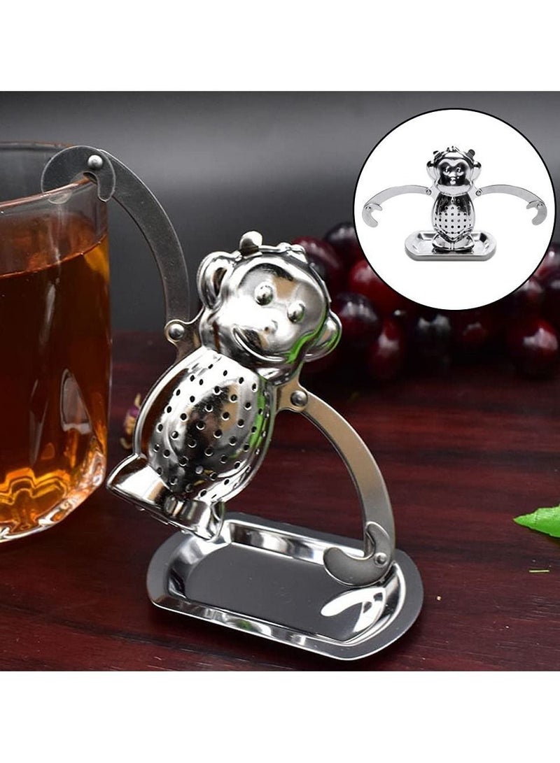Y&D Stainless Steel Tea Strainer, Monkey Infuser, Food Grade Mesh Filter, Infuser for Home Kitchen Office Herbal Spice Ball Strainer Brew Loose Leaf Tea, Spices and Seasonings 2 Sets - Image 4