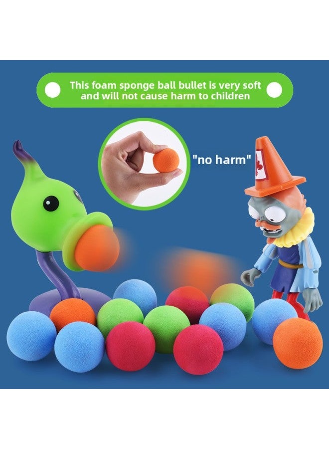 Plants Vs Zombies Toys Bulk Retail Denim Roadblock Iron Barrel Catapult Machine Gun Pea Ice Pea Shooter-Color:Hard Glue: Pea Pods (6 Bullets)