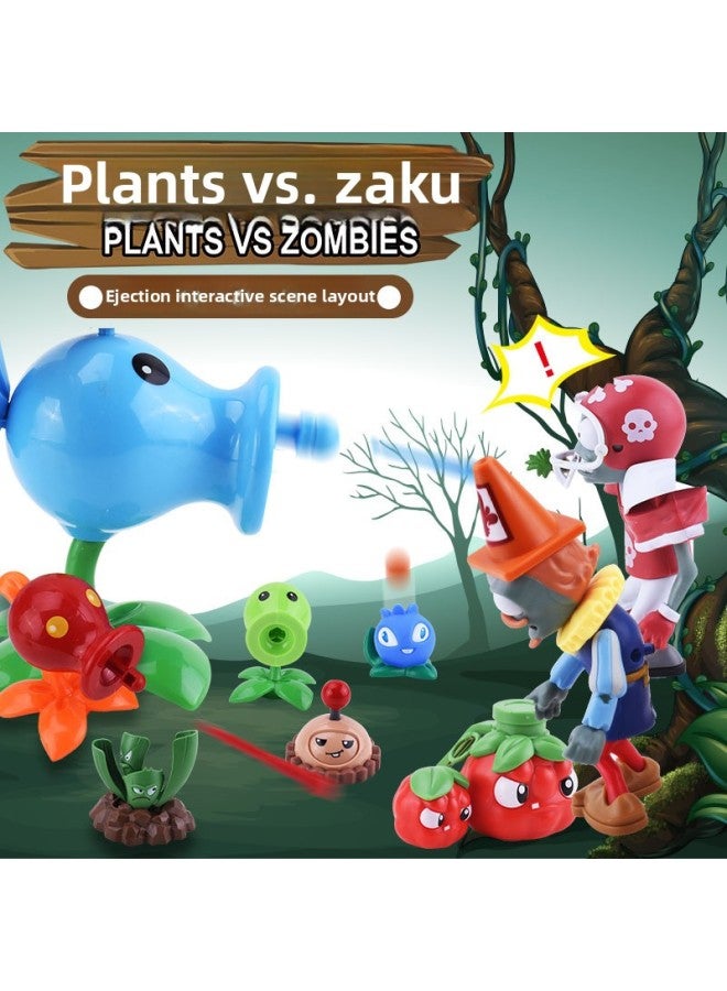 Plants Vs Zombies Toys Bulk Retail Denim Roadblock Iron Barrel Catapult Machine Gun Pea Ice Pea Shooter-Color:Hard Glue: Pea Pods (6 Bullets)