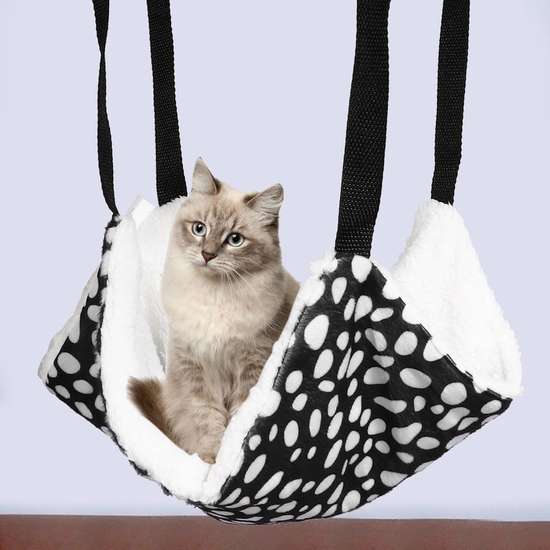 ARTIBETTER Cat Hammock 2pcs Breathable Double-Sided Hanging Cat Bed 35x35cm Black White Polka Dot Zebra Patterns Indoor Elevated for Pets - Image 4