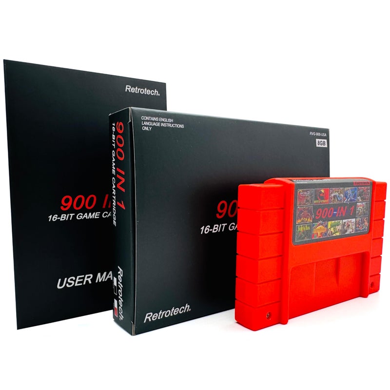 Retrotech كارتريدج ريتروتك سوبر 900 في 1 لجهاز ألعاب SNES سوبر نينتندو 16 بت - أحمر - Image 4