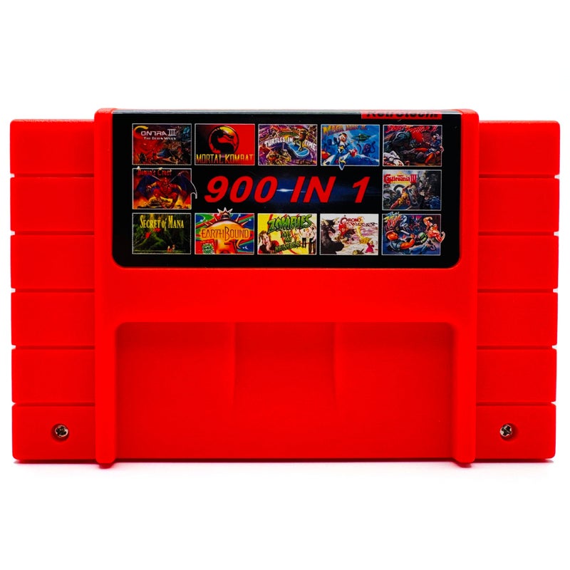 Retrotech كارتريدج ريتروتك سوبر 900 في 1 لجهاز ألعاب SNES سوبر نينتندو 16 بت - أحمر - Image 1