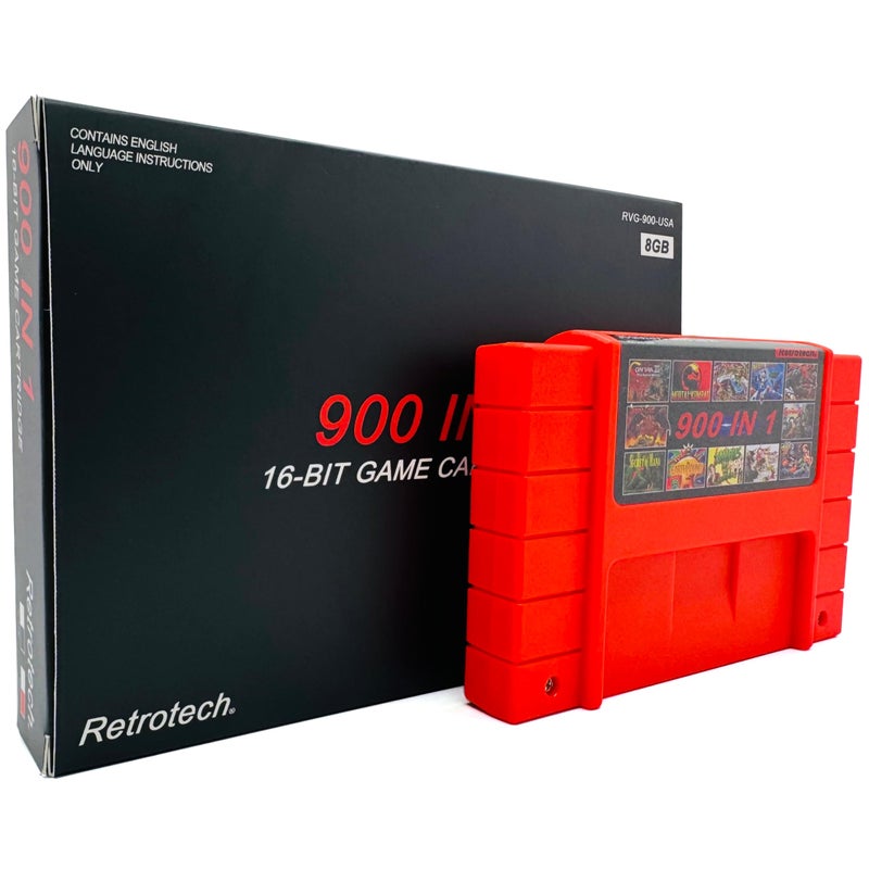 Retrotech كارتريدج ريتروتك سوبر 900 في 1 لجهاز ألعاب SNES سوبر نينتندو 16 بت - أحمر - Image 2