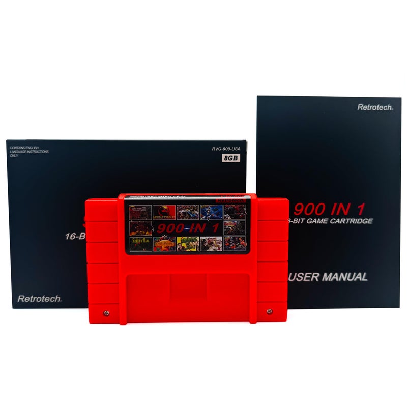 Retrotech كارتريدج ريتروتك سوبر 900 في 1 لجهاز ألعاب SNES سوبر نينتندو 16 بت - أحمر - Image 5