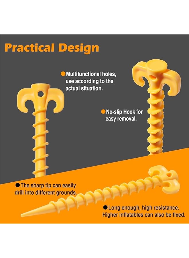 X spring Tent Pegs 8 Pcs Heavy Duty Screw In Ground Anchors Spiral Design Camping Stakes For Secure Tent Setup Beach Sand Anchors For Canopy And Outdoor Gear - Image 2