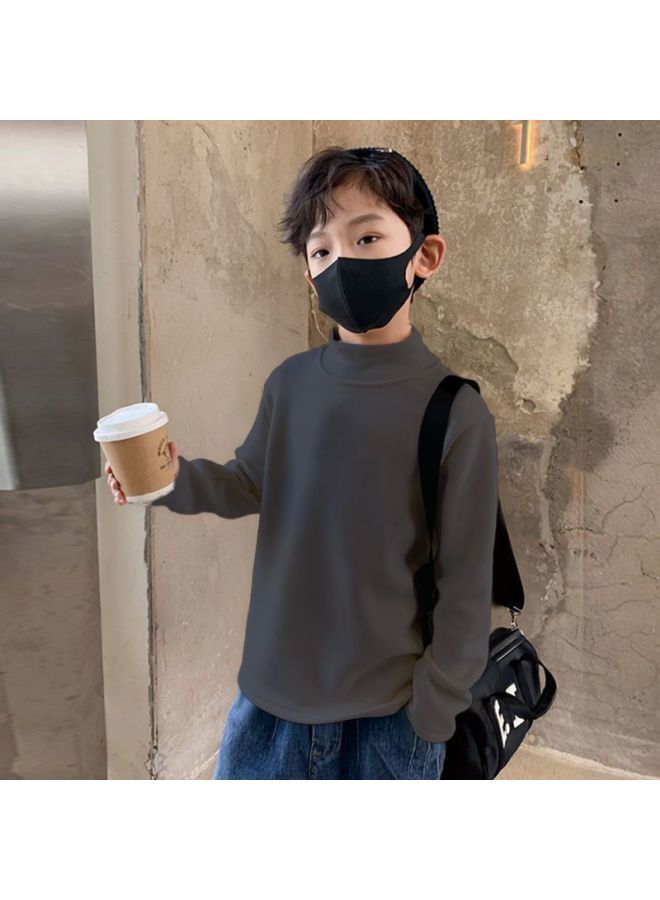 Autumn And Winter Children's Thermal Base Shirt For Boys, Half-high Collar Long-sleeve T-shirt, New Stylish And Handsome Top For Older Children - Image 1