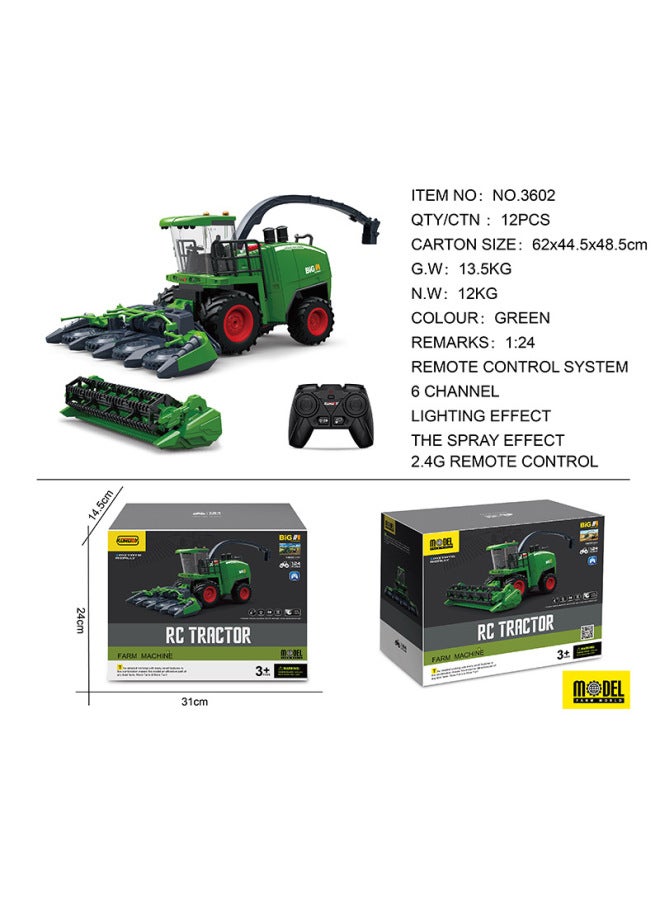 Electric Remote Control Farmer Engineering Vehicle Large Alloy Tractor Harvester Fertilizing Transport Toy Children's Loading Vehicle-Color:3905 Sliding Farmer Car Set-Proportion:1：24  - Image 4