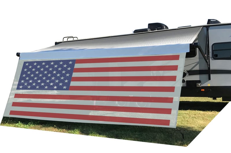 Tentproinc RV Awning Sun Shade Screen 8 X 15 3 American Flag Gray Mesh Sunshade Camper Trailer Awning Shade Screen UV Blocker Completed Kits - Image 2