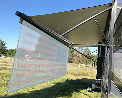 Tentproinc RV Awning Sun Shade Screen 8 X 15 3 American Flag Gray Mesh Sunshade Camper Trailer Awning Shade Screen UV Blocker Completed Kits - Image 3
