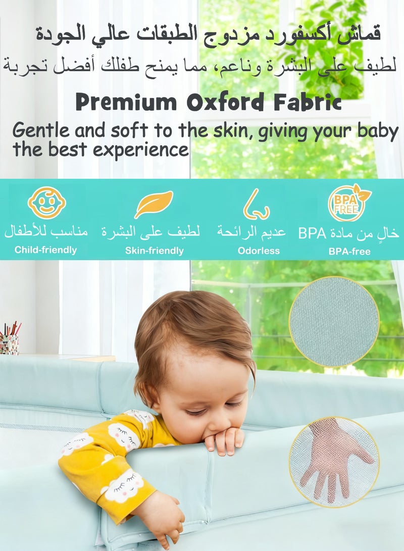 WAMIT Baby Playpen, Kids Protective Playpen, Baby Safe Activity Center with Breathable Mesh and Zipper Door , Anti-Slip Suction Cup Base, Baby Bumper Foam Playpen for Indoor & Outdoor (Green, 180 * 200cm) - Image 5