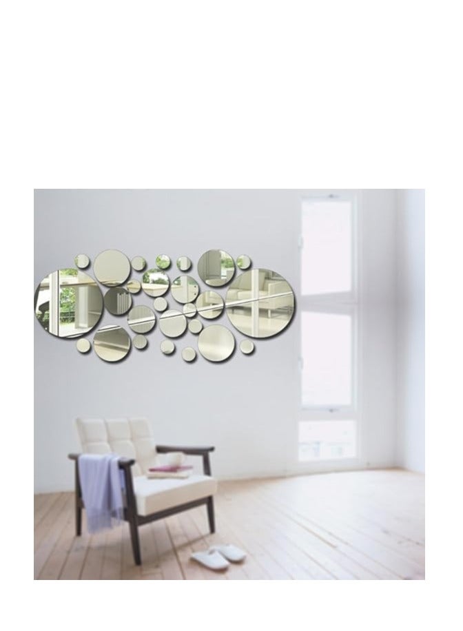 Cool Baby 26PcsSet Acrylic Polka Dot Wall Mirror Stickers Home Party Decor Art Mural Diy Decals Decal Room Decoration Silver - Image 2
