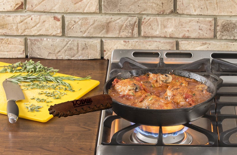 Lodge Nokona Leather Hot Handle Holder - Premium Ball Glove Leather Hot Handle Holder Designed for Traditional Lodge Cast Iron Products â€“ Reusable Heat Protection Up to 600Â° - Brown - Image 2