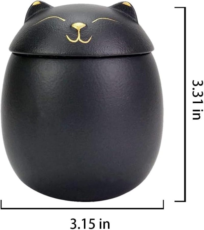 Ceramic Cat Urn 3.31*2.95*2.95 Inches Handcrafted Smiling Cat Design - Secure Sealed Interior Pet Cremation Urn for Small Pets Under 8 Lbs, Home Display - Image 3