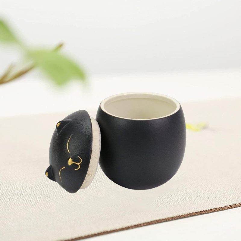 Ceramic Cat Urn 3.31*2.95*2.95 Inches Handcrafted Smiling Cat Design - Secure Sealed Interior Pet Cremation Urn for Small Pets Under 8 Lbs, Home Display - Image 5