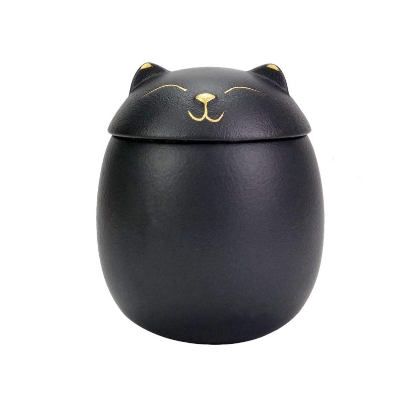 Ceramic Cat Urn 3.31*2.95*2.95 Inches Handcrafted Smiling Cat Design - Secure Sealed Interior Pet Cremation Urn for Small Pets Under 8 Lbs, Home Display - Image 1