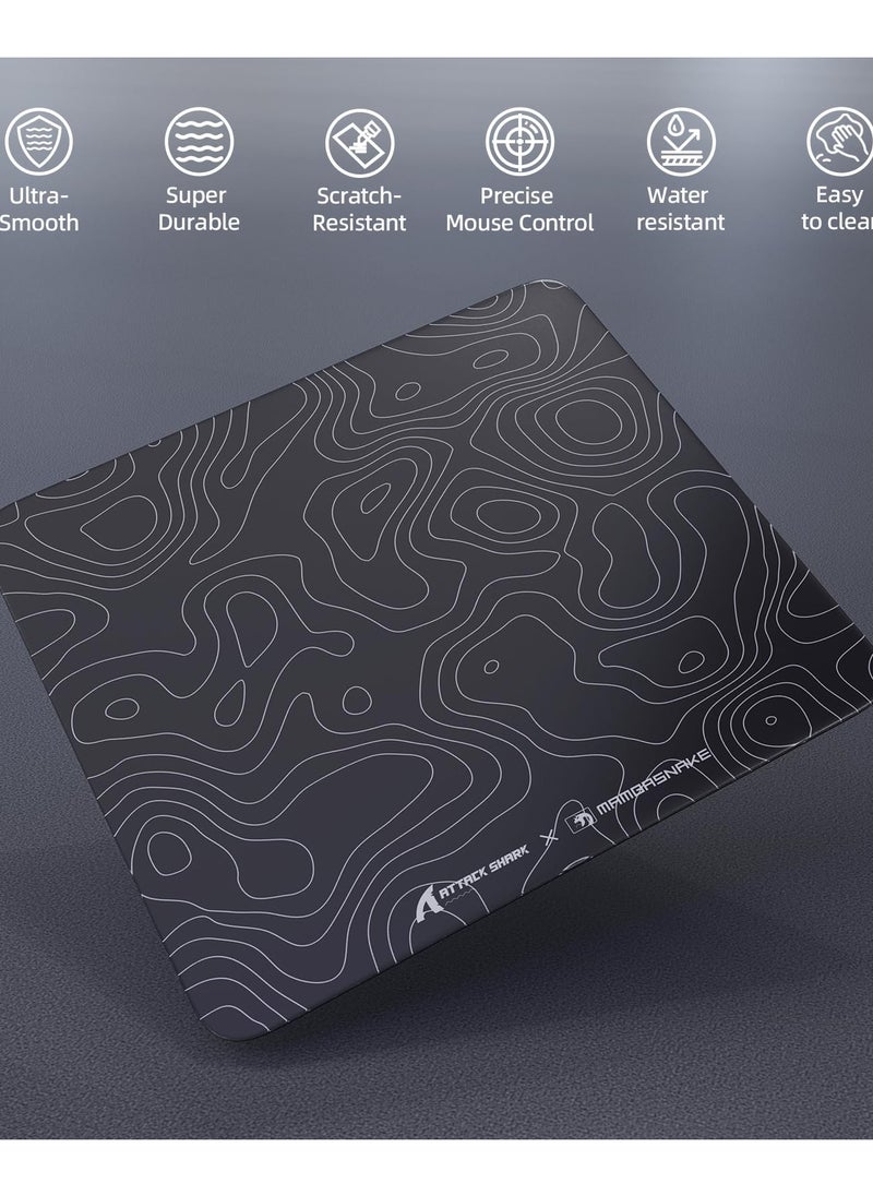 Attack Shark CM05 Contour Glass Gaming Mousepad,Nano-Micro-Etched Texture,Smooth Glass Surface,High Accuracy,Fast-Moving,Anti-Scratch, PU Leather Super Non-Slip Base,Large Size(450×400mm),Black  - Image 2