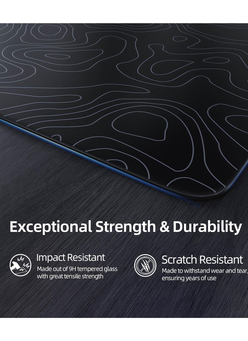 Attack Shark CM05 Contour Glass Gaming Mousepad,Nano-Micro-Etched Texture,Smooth Glass Surface,High Accuracy,Fast-Moving,Anti-Scratch, PU Leather Super Non-Slip Base,Large Size(450×400mm),Black  - Image 4