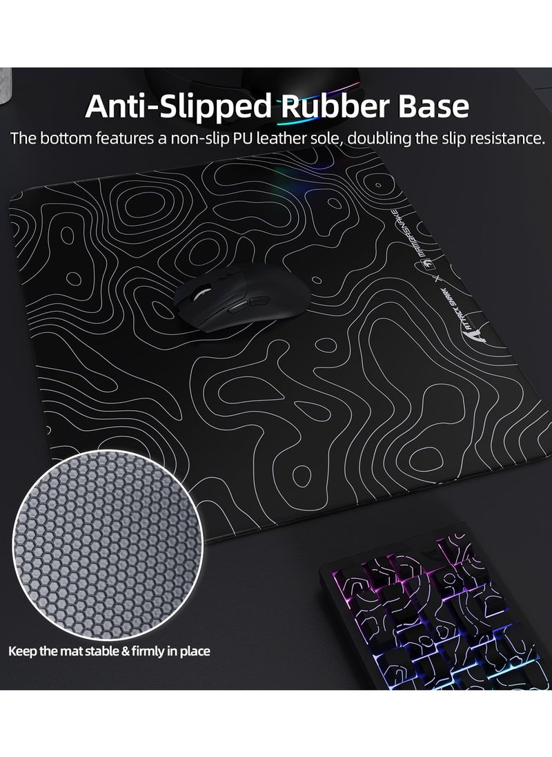 Attack Shark CM05 Contour Glass Gaming Mousepad,Nano-Micro-Etched Texture,Smooth Glass Surface,High Accuracy,Fast-Moving,Anti-Scratch, PU Leather Super Non-Slip Base,Large Size(450×400mm),Black  - Image 5