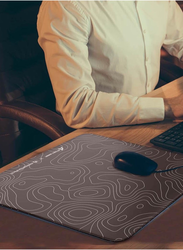 CM05 Contour Glass Gaming Mousepad,Nano-Micro-Etched Texture,Smooth Glass Surface,High Accuracy,Fast-Moving,Anti-Scratch, PU Leather Super Non-Slip Base,Large Size(450×400mm),Black