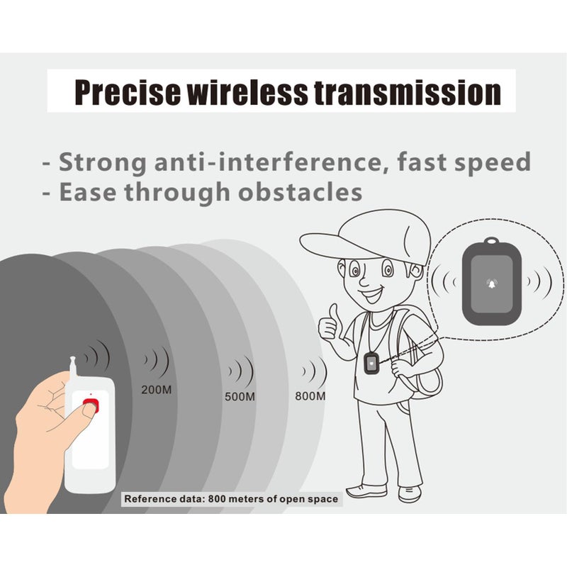 Wireless Calling System 1 Receiver 1 Call Key IPX4 Water Resistant Learning Code for Home School Office Blue - Image 4