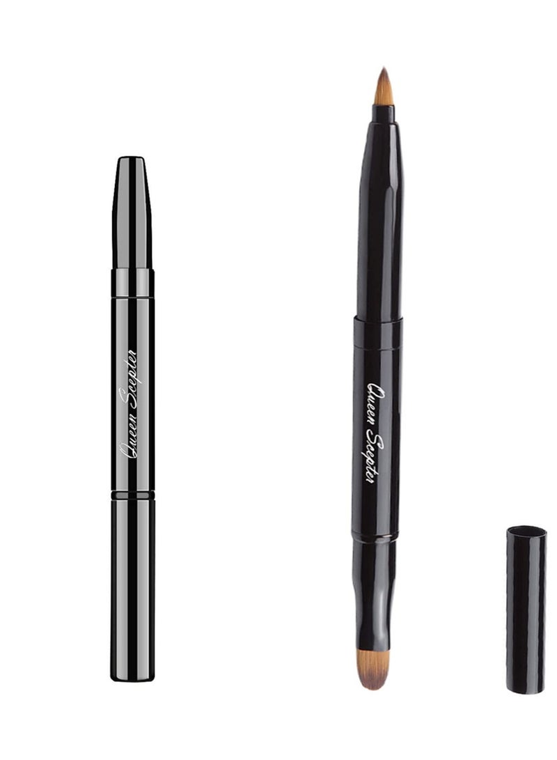 Queen Scepter Retractable Lip Brush Concealer Makeup Dual End Travel Size Lipstick Brush With Cap - Image 1