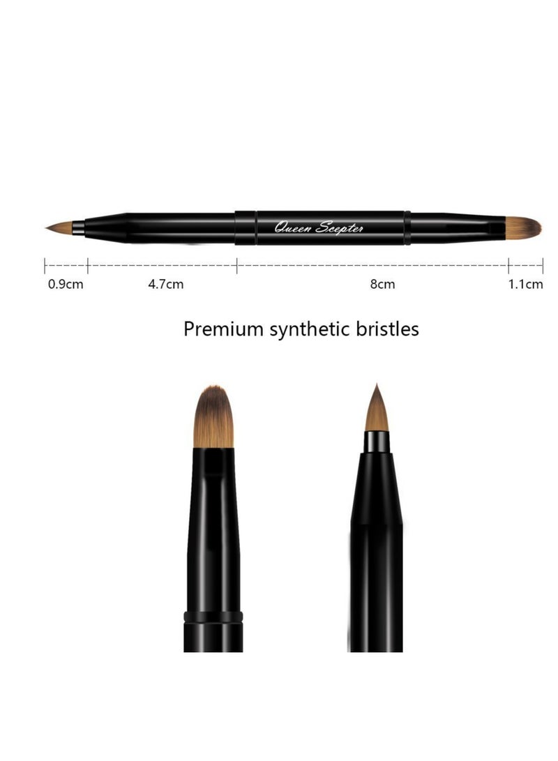 Queen Scepter Retractable Lip Brush Concealer Makeup Dual End Travel Size Lipstick Brush With Cap - Image 2