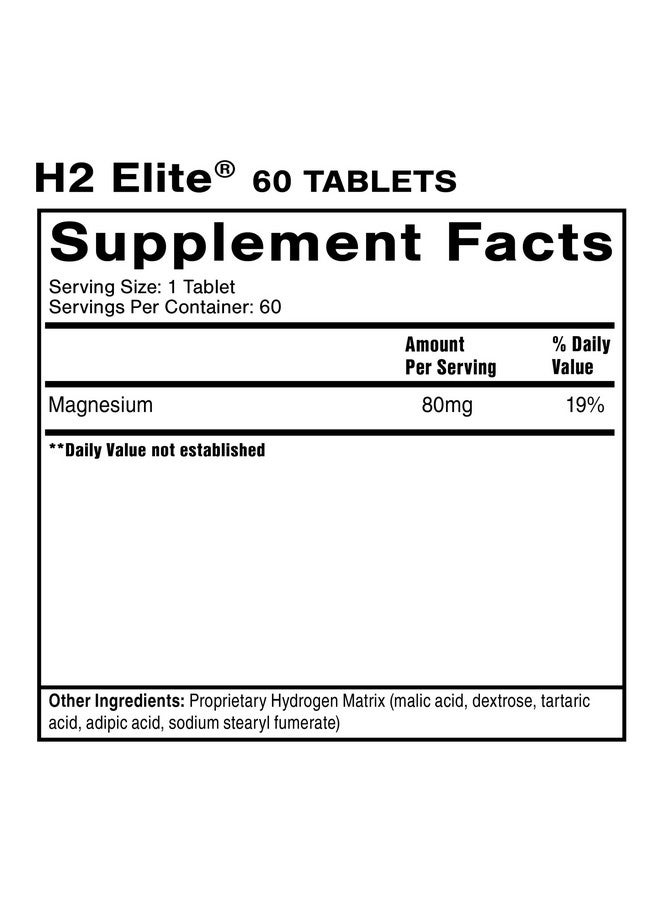 كويك سيلفر سينتيفيك كويك سيلفر ساينتيفيك إتش ٢ إيليت - هيدروجين جزيئي لدعم الطاقة والتمثيل الغذائي، أقراص مائية مثالية للعبوات المفتوحة - مالات المغنيسيوم، مادة مضافة لمشروبات (٦٠ قرص هيدروجين جزيئي) - Image 1