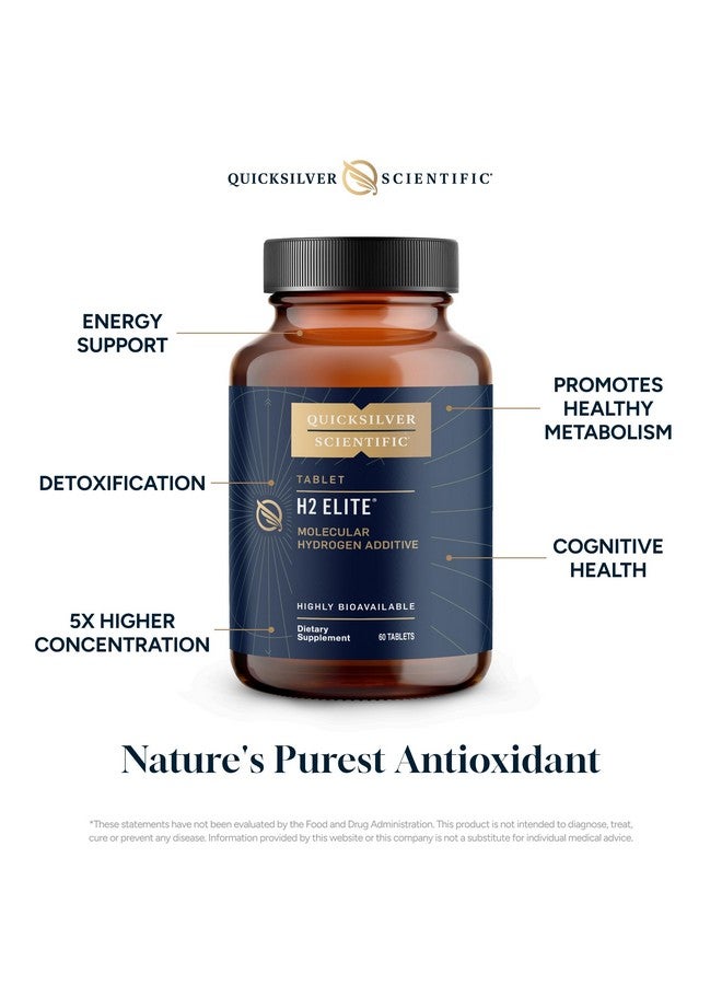 كويك سيلفر سينتيفيك كويك سيلفر ساينتيفيك إتش ٢ إيليت - هيدروجين جزيئي لدعم الطاقة والتمثيل الغذائي، أقراص مائية مثالية للعبوات المفتوحة - مالات المغنيسيوم، مادة مضافة لمشروبات (٦٠ قرص هيدروجين جزيئي) - Image 2