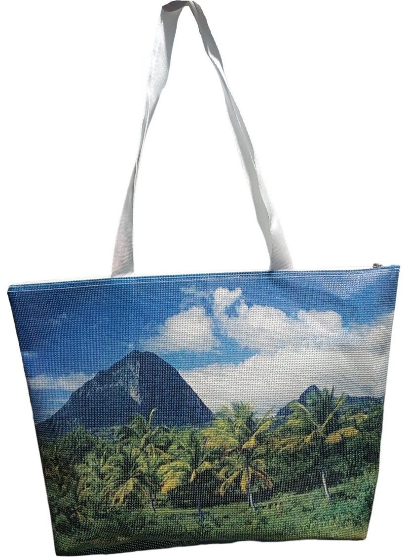 My Geppeto Bag - Nature Motif Digital Printed Nylon Fabric Beach Bag MULTI COLORED - Image 1