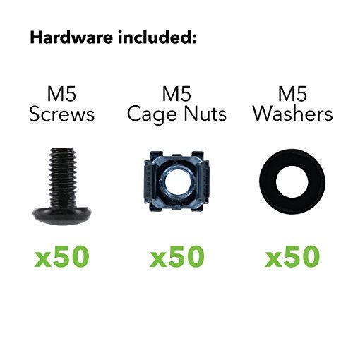 NavePoint M5 Cage Nuts and Screws for Server Shelves Cabinets - 50 Pk Rack Mount - Image 2