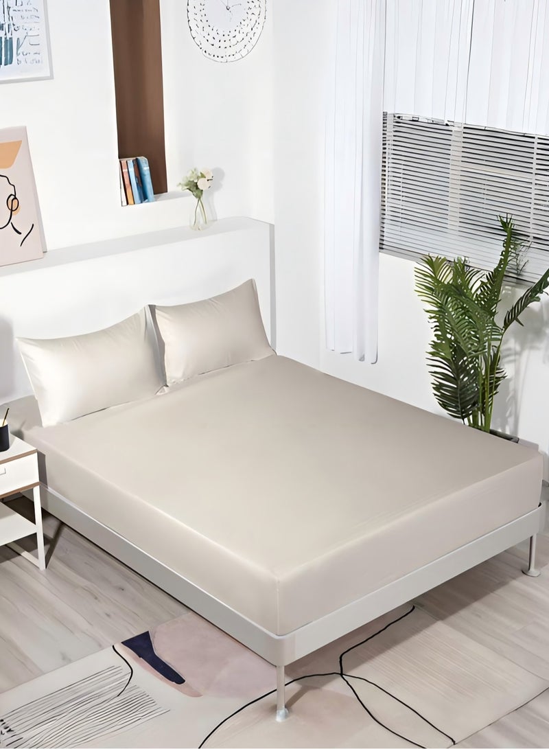 Duoduo home طقم ملاءات 3 قطع ملاءة مشدودة ، حجم كينغ / كوين / فردي ، 1 ملاءة مشدودة + 2 غطاء وسادة ، قطن ناعم أبيض - كتان عادي - Image 1