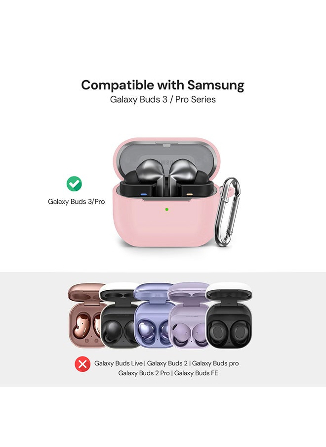 O Ozone Silicone Case For Samsung Galaxy Buds 3/3Pro Case Cover, Soft and Flexible Ultra-Thin Shockproof Cover Slim-Fit Anti-Fall Earphone Case Cover- Pink  - Image 2
