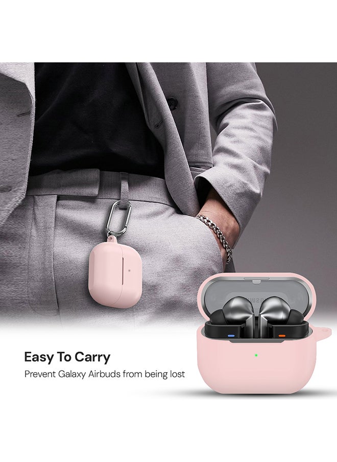 O Ozone Silicone Case For Samsung Galaxy Buds 3/3Pro Case Cover, Soft and Flexible Ultra-Thin Shockproof Cover Slim-Fit Anti-Fall Earphone Case Cover- Pink  - Image 5