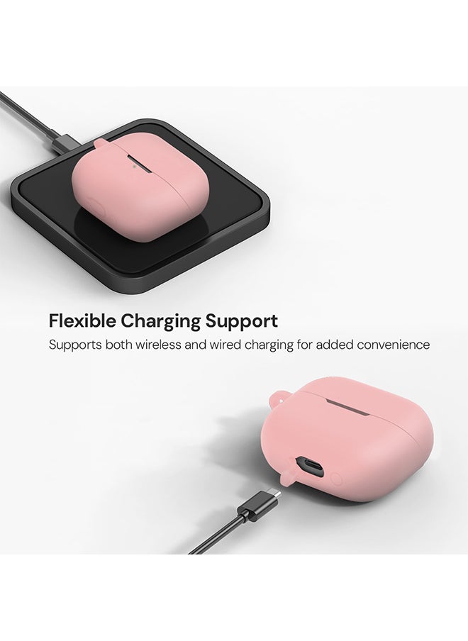 O Ozone Silicone Case For Samsung Galaxy Buds 3/3Pro Case Cover, Soft and Flexible Ultra-Thin Shockproof Cover Slim-Fit Anti-Fall Earphone Case Cover- Pink  - Image 3
