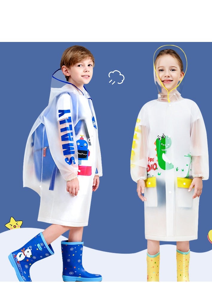 إسكدنيا Boys Girls Hooded Rain Poncho Durable Reusable Kids Raincoat Kindergarten Student Rainwear EVA Transparent Kids Cartoon Raincoat - Image 5