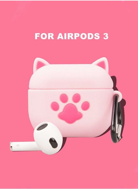 Cartoon Case Cover For Apple AirPods 3 Pink Cat Paw