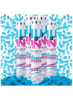 MARKQ Blue Gender Reveal Confetti Cannon 30 cm Party Poppers For Pregnancy Announcement and Baby Girl Gender Reveal Party Supplies 5 Pack, 30cm  - Image 1
