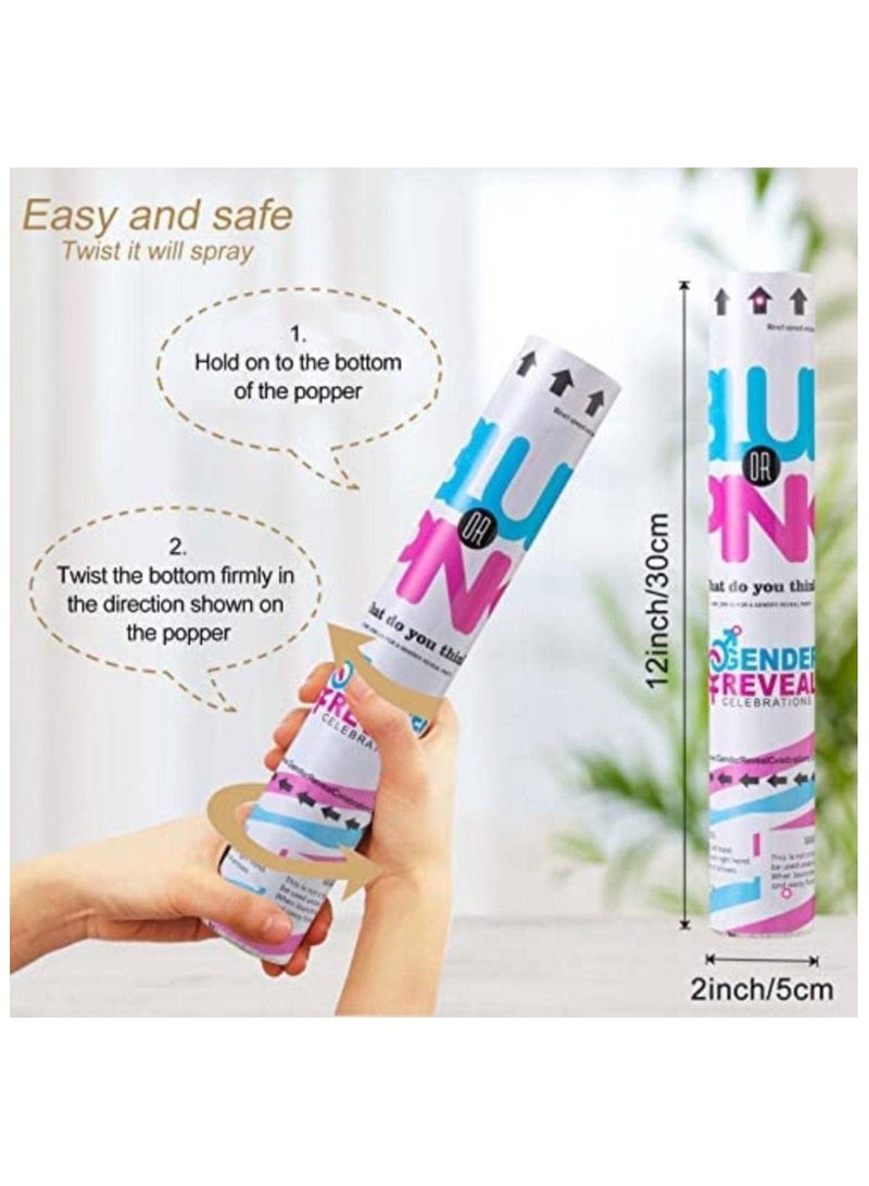 MARKQ Blue Gender Reveal Confetti Cannon 30 cm Party Poppers For Pregnancy Announcement and Baby Girl Gender Reveal Party Supplies 5 Pack, 30cm - Image 3