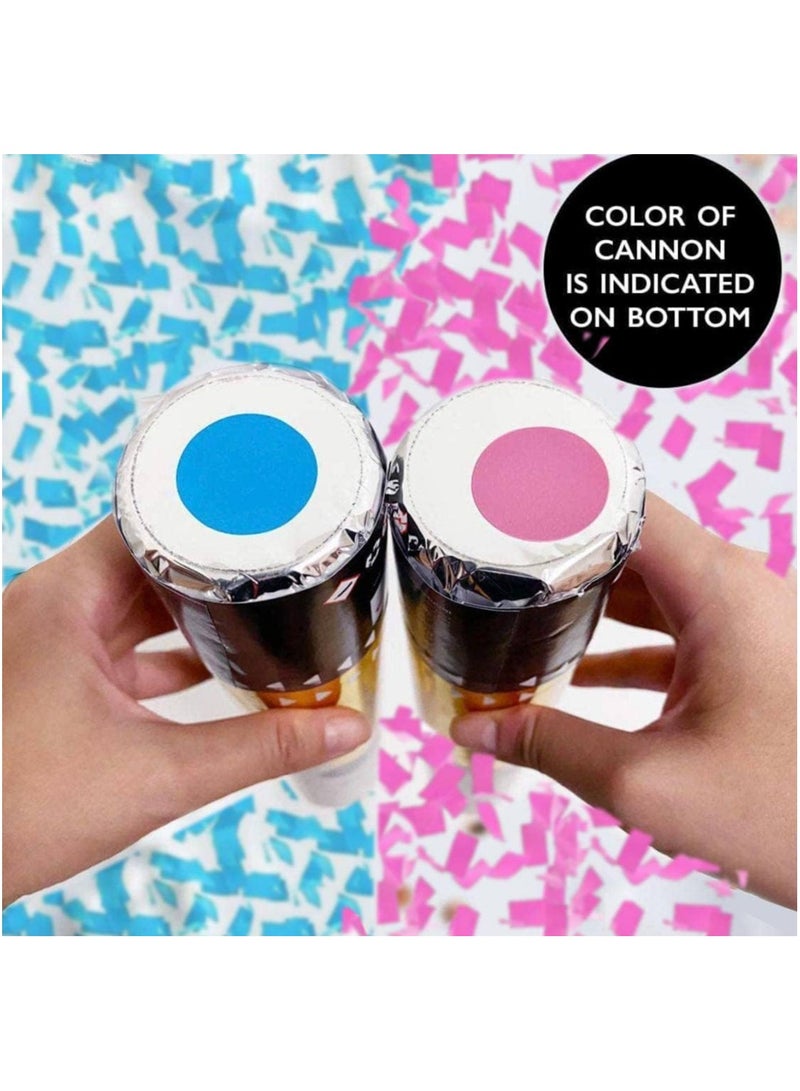 MARKQ Blue Gender Reveal Confetti Cannon 30 cm Party Poppers For Pregnancy Announcement and Baby Girl Gender Reveal Party Supplies 5 Pack, 30cm - Image 4