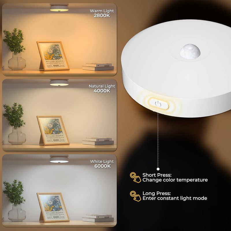 TobeBright Motion Sensor Lights, LED Puck Lights with Remote Control, Rechargeable Motion Sensor Night Light Indoor Stick on Lights for Closet, Stair, Bedroom(6 Packs) - Image 5